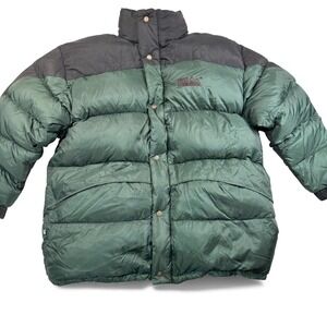 First Down Mens 3X Puffer Jacket Green Black Color Block Vintage Winter Big